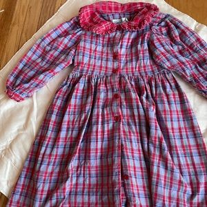 Dress plaid flannel,collar, gathered skirt 1990’s